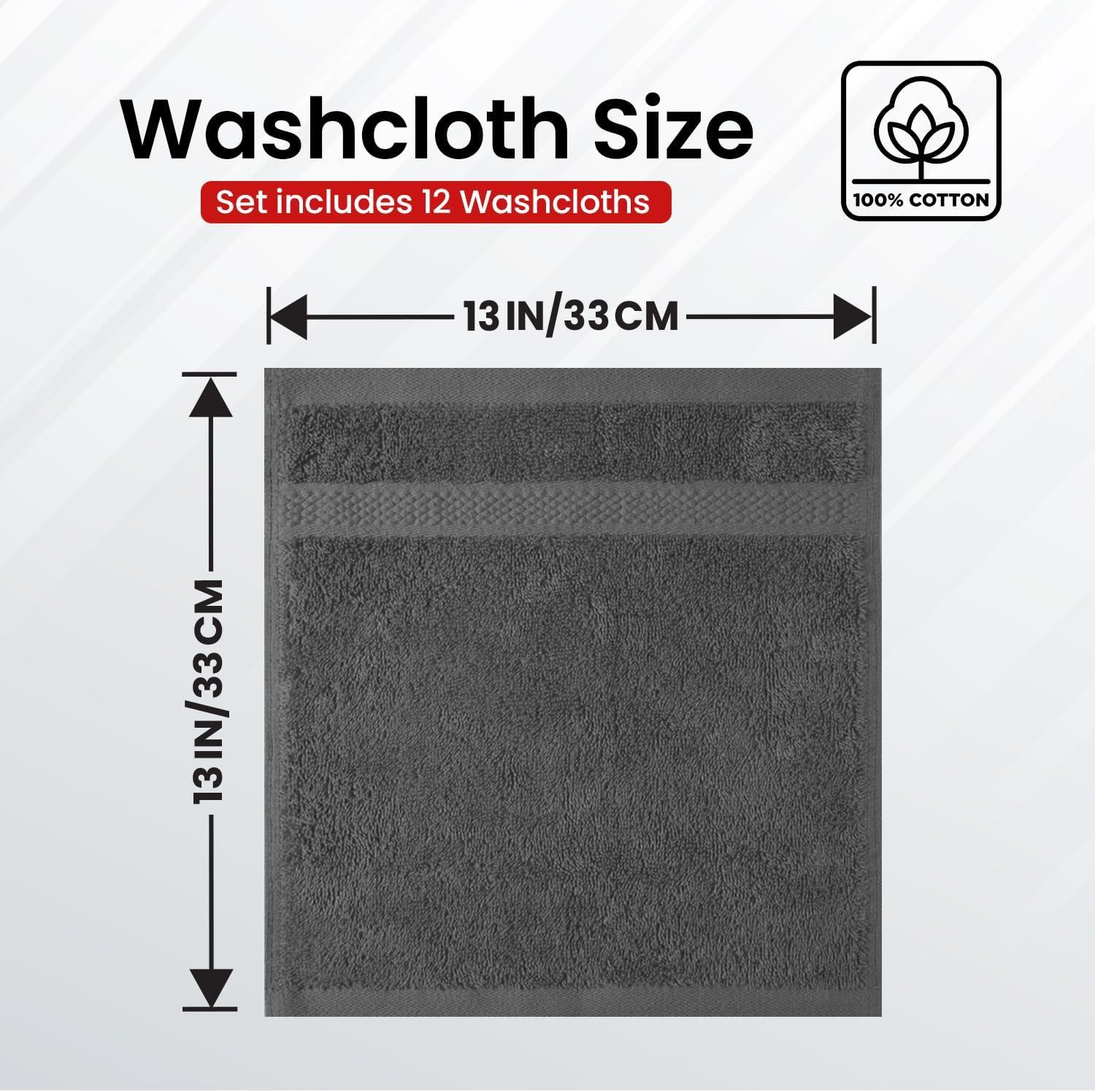 imageInfinitee Xclusives Luxury Wash Cloths for Showering 13x13 Luxury 100 RingSpun Cotton Bath Towels Set of 4 27x54 inches