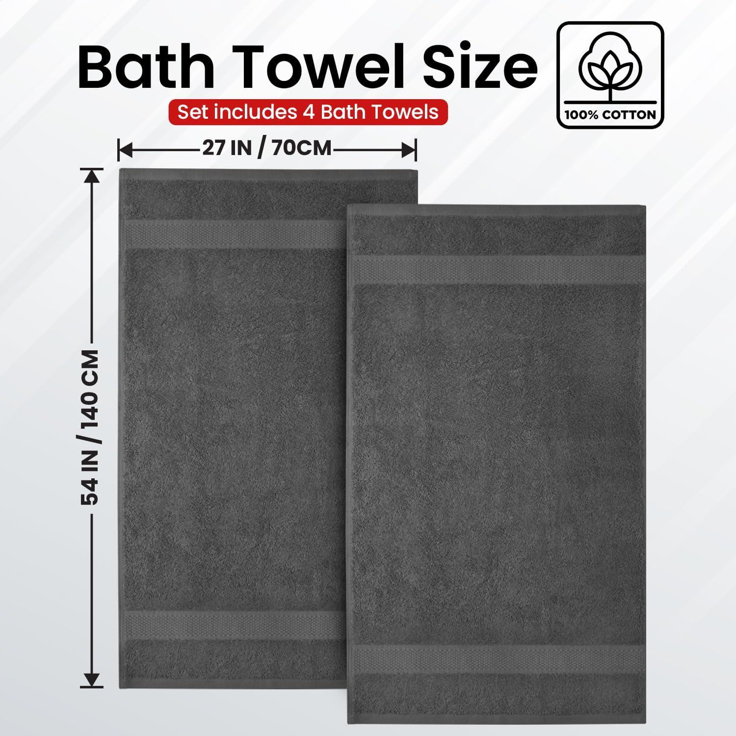 imageInfinitee Xclusives Luxury Wash Cloths for Showering 13x13 Luxury 100 RingSpun Cotton Bath Towels Set of 4 27x54 inches