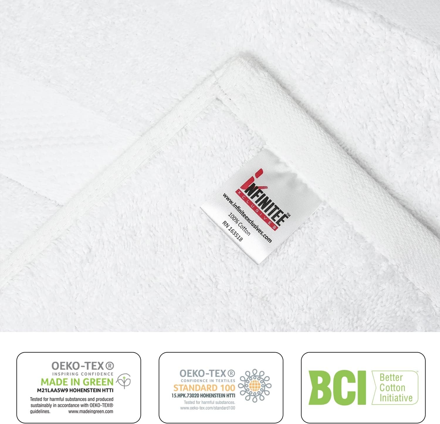 imageInfinitee Xclusives 12 Pack Premium White Wash Cloths and Face Towels 13x13 100 Cotton Cotton Banded White Bath Mats Pack of 2 22x34 Inches Not a Bathroom Rug