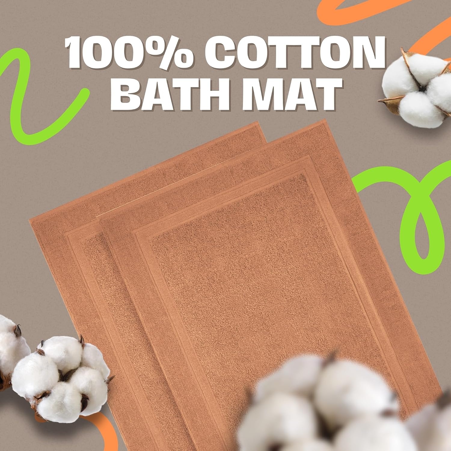 image:imageInfinitee Xclusives Premium Cotton Bath Mats for Bathroom Pack of 2 34x22 Inches Ultra Soft Super Absorbent NonSlip Machine Washable Mats Serene Teal Not a RugCosmic Sand
