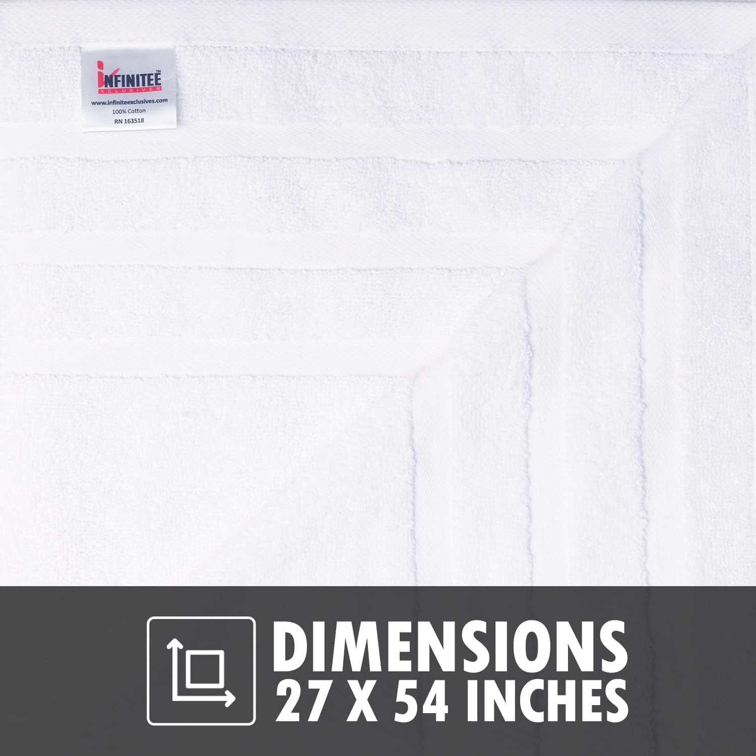 image:imageInfinitee Xclusives White Cotton Bath Towels Set of 427x54 Inches Soft Absorbent Quick Dry Durable Bath Towels Set of 227x54 Inches Soft Absorbent