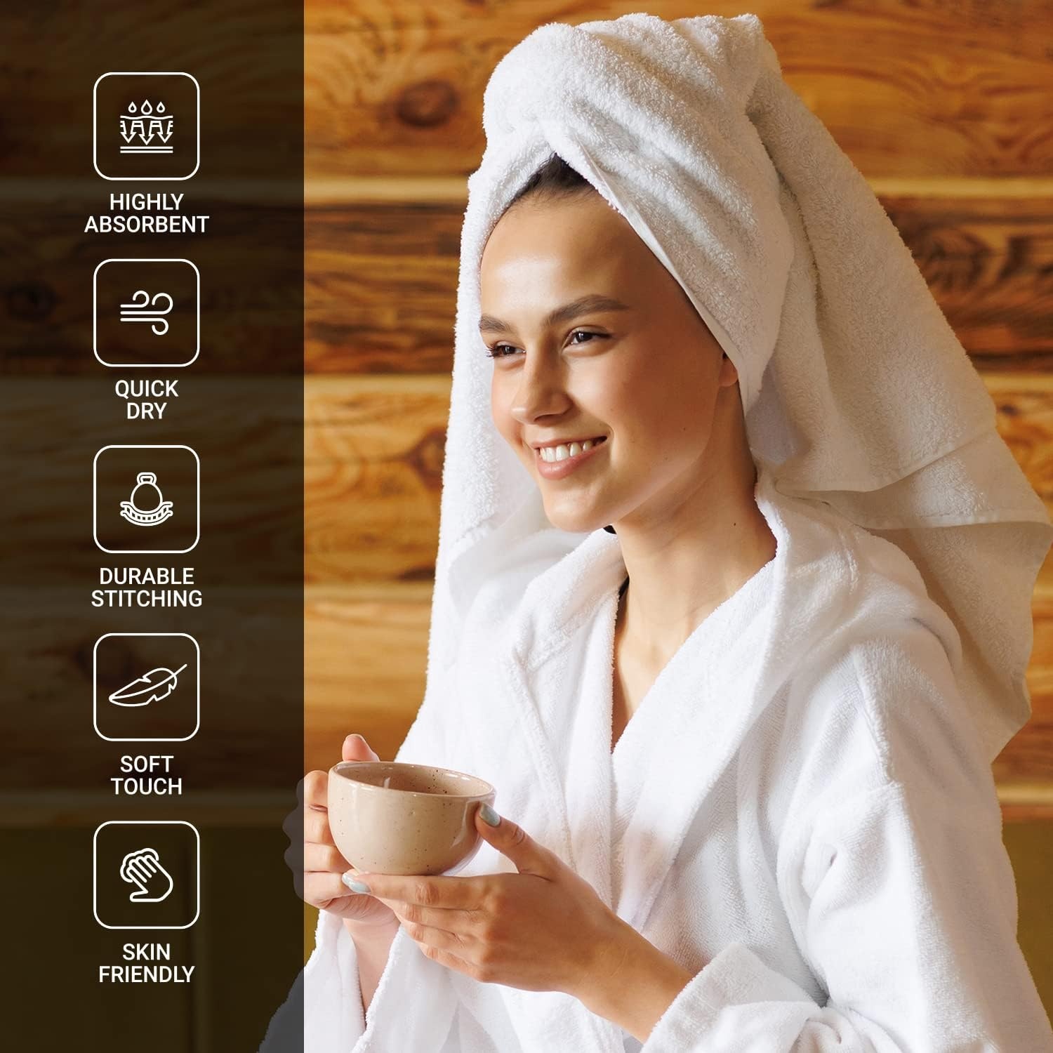 image:imageInfinitee Xclusives White Cotton Bath Towels Set of 427x54 Inches Soft Absorbent Quick Dry Durable Bath Towels Set of 227x54 Inches Soft Absorbent