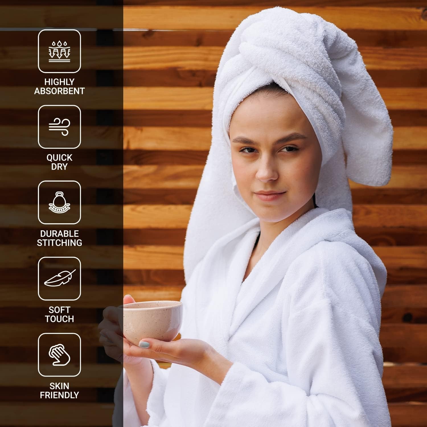 image:imageInfinitee Xclusives White Cotton Bath Towels Set of 427x54 Inches Soft Absorbent Quick Dry Durable Bath Towels Set of 227x54 Inches Soft Absorbent