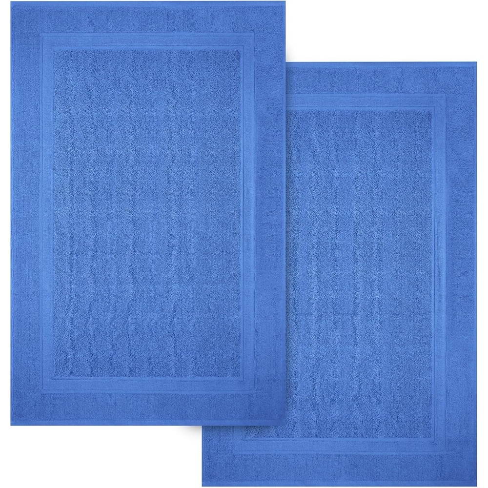 image:imageInfinitee Xclusives Premium Cotton Bath Mats for Bathroom Pack of 2 34x22 Inches Ultra Soft Super Absorbent NonSlip Machine Washable Mats Serene Teal Not a RugEloquent Blue