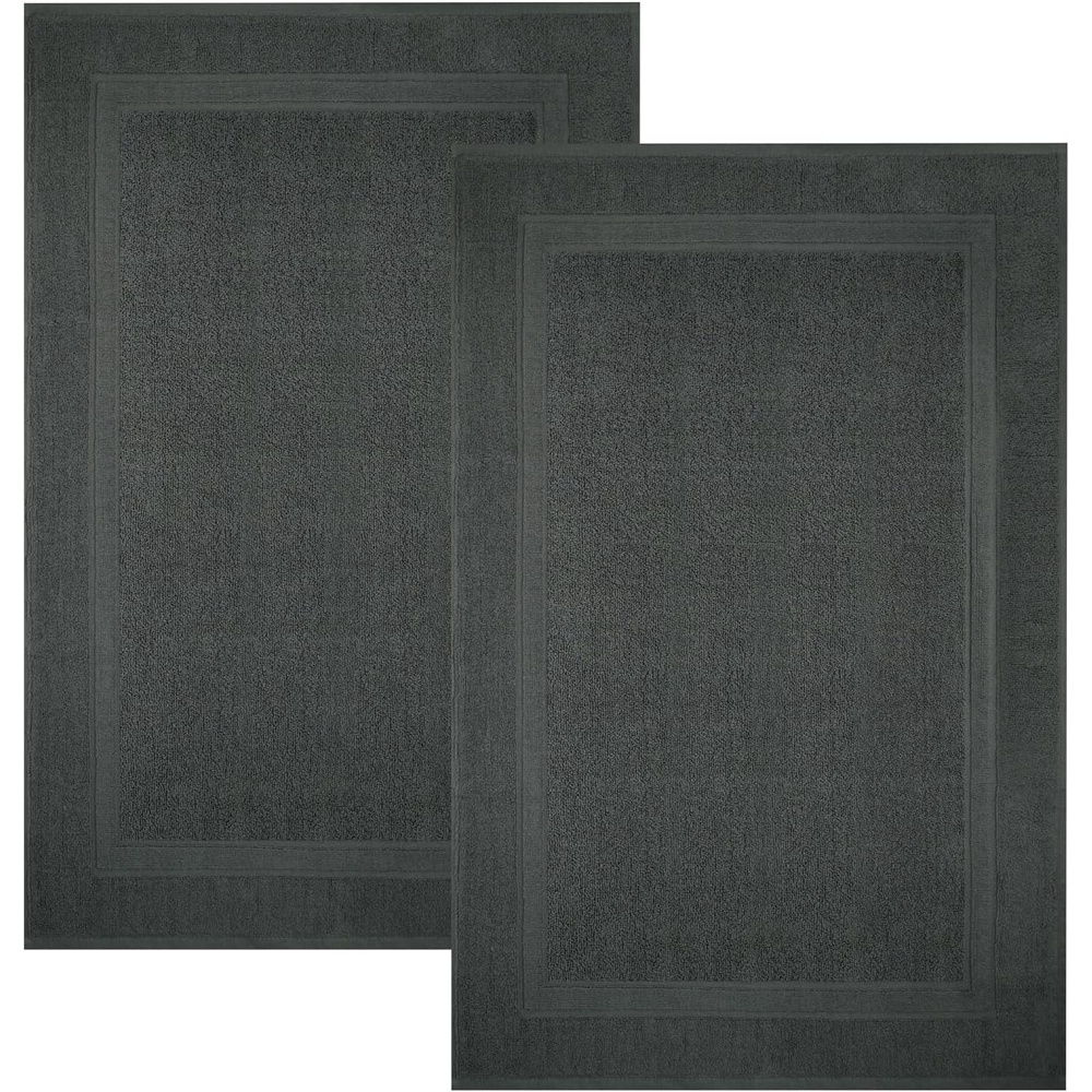 image:imageInfinitee Xclusives Premium Cotton Bath Mats for Bathroom  Pack of 2  34x22 Inches  Ultra Soft Super Absorbent NonSlip Machine Washable Mats Serene Teal Not a RugShadow Grey