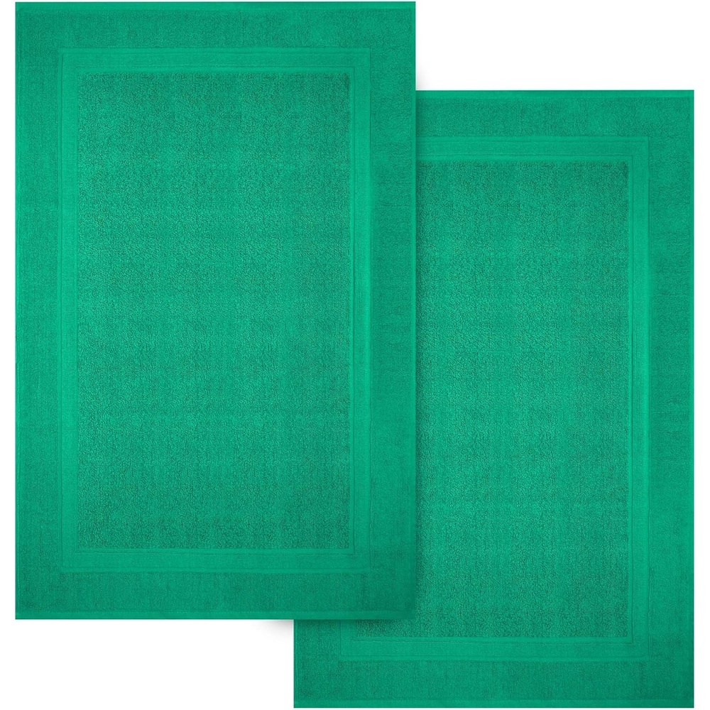 image:imageInfinitee Xclusives Premium Cotton Bath Mats for Bathroom  Pack of 2  34x22 Inches  Ultra Soft Super Absorbent NonSlip Machine Washable Mats Serene Teal Not a RugVivid Green