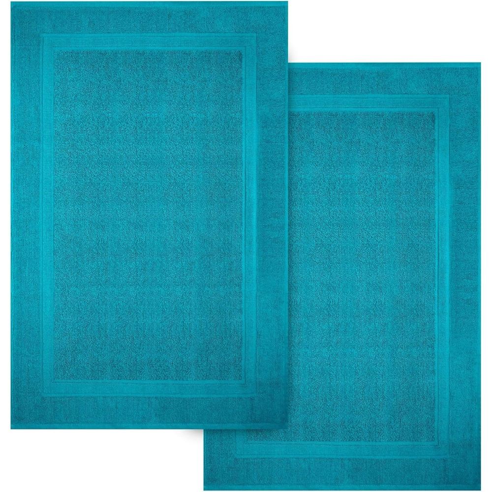 image:imageInfinitee Xclusives Premium Cotton Bath Mats for Bathroom  Pack of 2  34x22 Inches  Ultra Soft Super Absorbent NonSlip Machine Washable Mats Serene Teal Not a RugSerene Teal