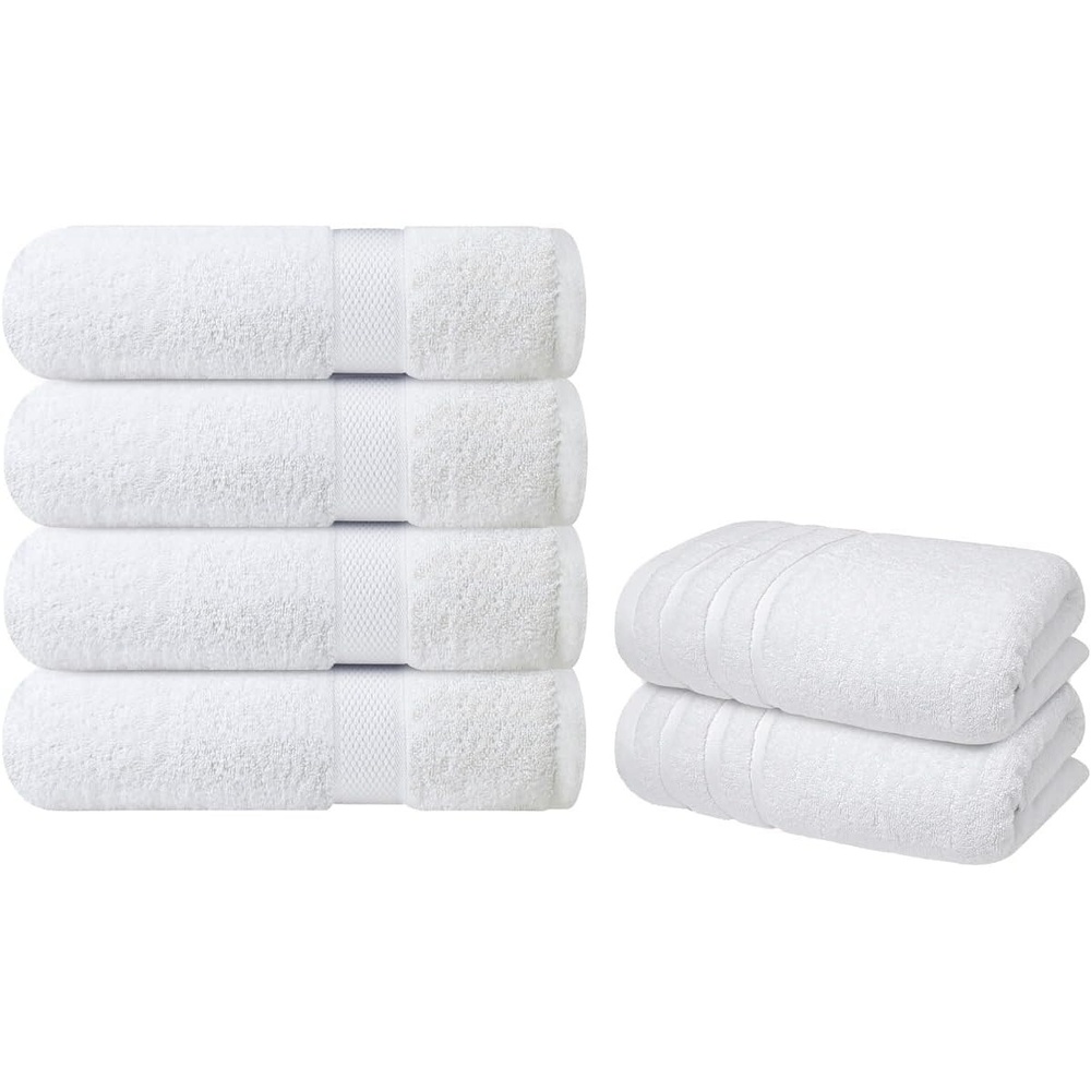 image:imageInfinitee Xclusives White Cotton Bath Towels Set of 427x54 Inches Soft Absorbent Quick Dry Durable  Bath Towels Set of 227x54 Inches Soft Absorbent