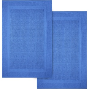 Infinitee Xclusives Premium Cotton Bath Mats for Bathroom – Pack of 2 | 34×22 Inches | Ultra Soft, Super Absorbent, Non-Slip, Machine Washable Mats (Serene Teal) [Not a Rug](Eloquent Blue)