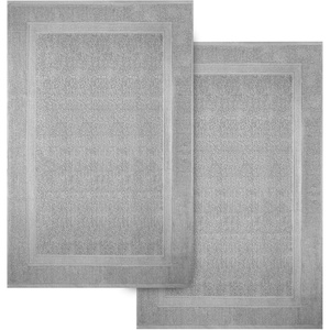 Infinitee Xclusives Premium Cotton Bath Mats for Bathroom – Pack of 2 | 34×22 Inches | Ultra Soft, Super Absorbent, Non-Slip, Machine Washable Mats (Serene Teal) [Not a Rug](Charming Grey)