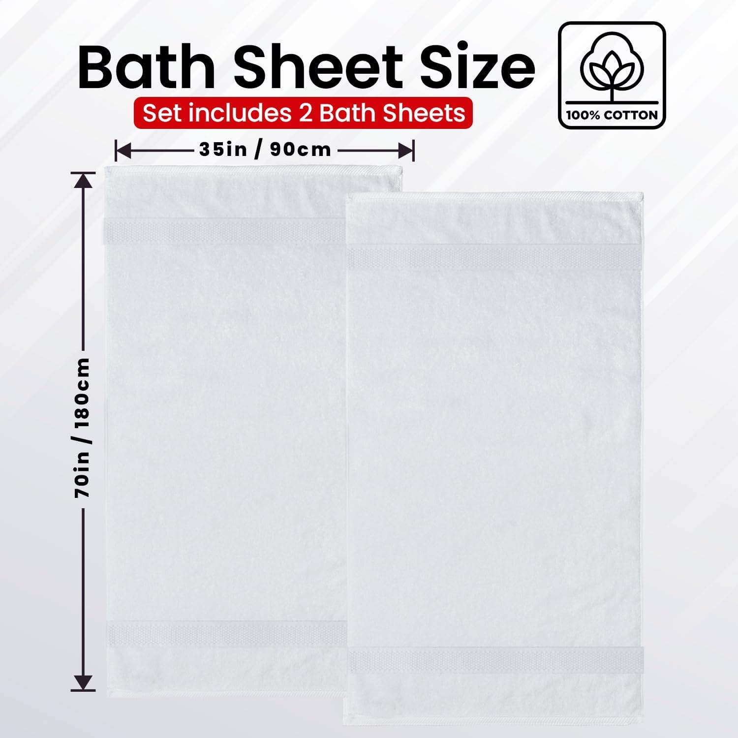 image:imageInfinitee Xclusives Bath Sheets Extra Large 2 Pack 600 GSM 35 x 70Brilliant White