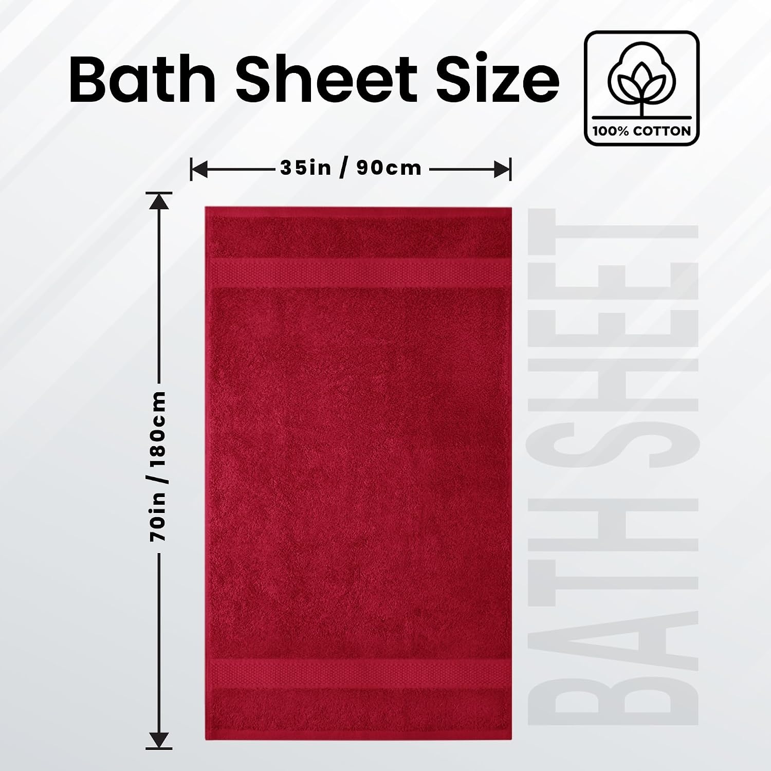 image:imageInfinitee Xclusives Bath Sheets Extra Large 2 Pack 600 GSM 35 x 70Burgundy