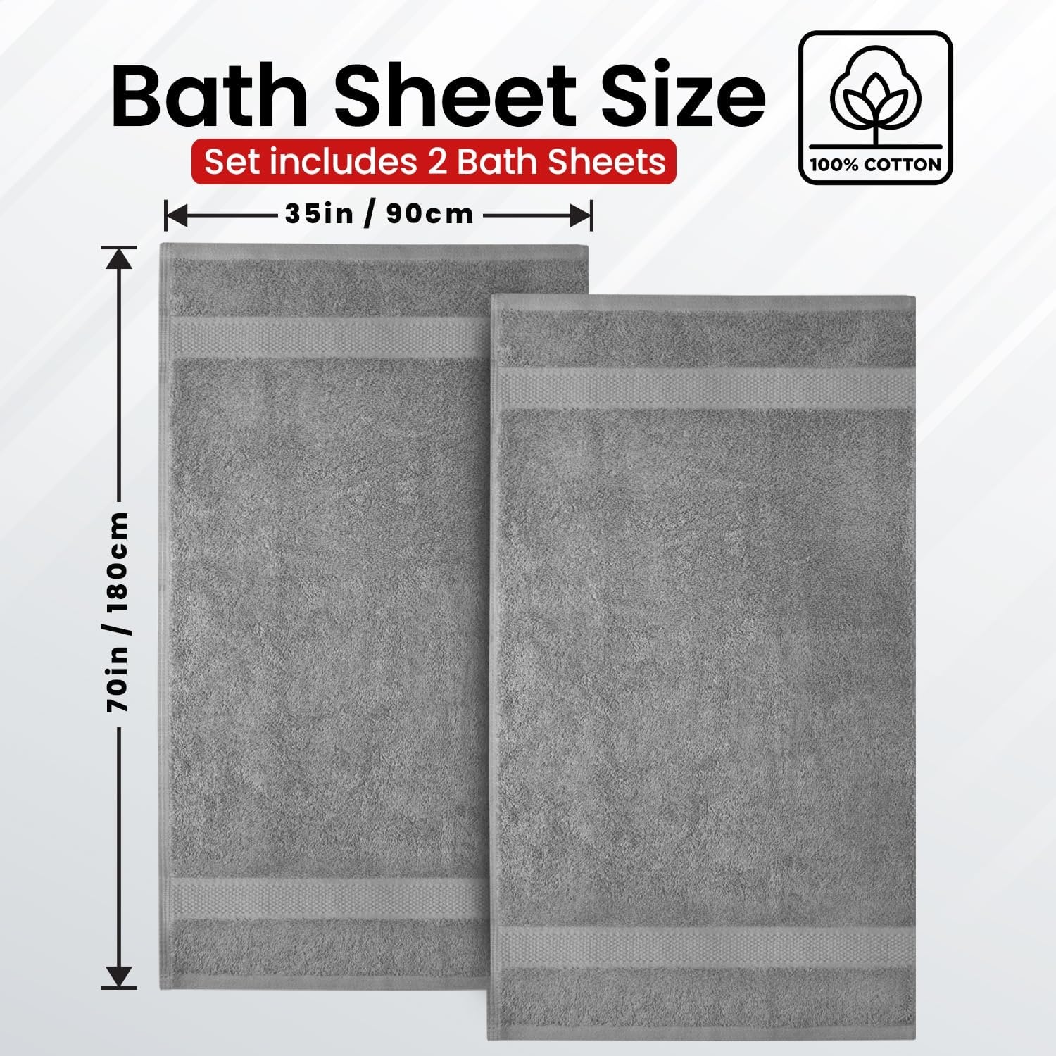 image:imageInfinitee Xclusives Bath Sheets Extra Large 2 Pack 600 GSM 35 x 70Charming Grey