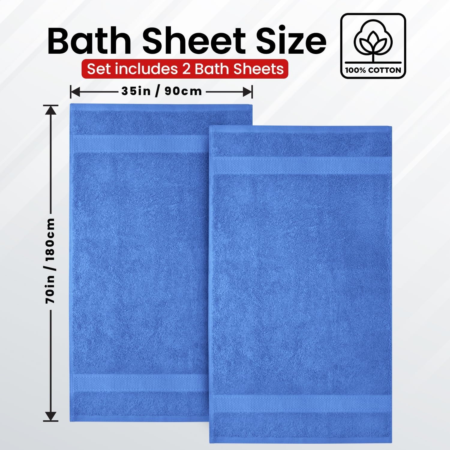 image:imageInfinitee Xclusives Bath Sheets Extra Large 2 Pack 600 GSM 35 x 70Eloquent Blue