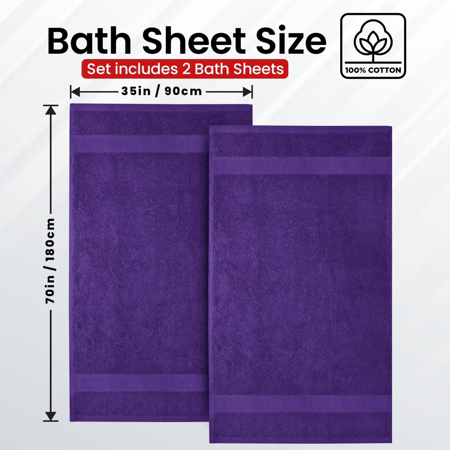 image:imageInfinitee Xclusives Bath Sheets Extra Large 2 Pack 600 GSM 35 x 70Profound Purple