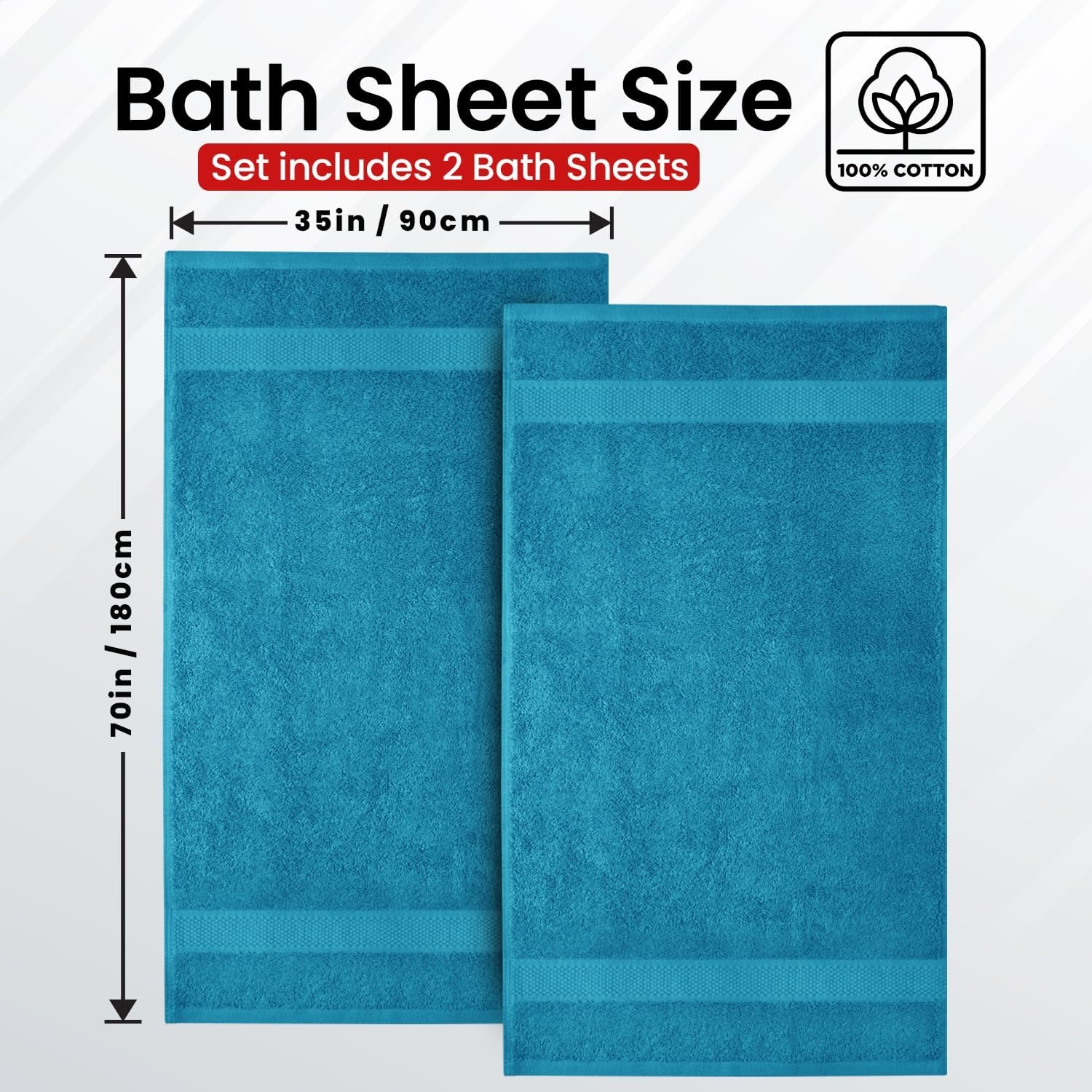 image:imageInfinitee Xclusives Bath Sheets Extra Large 2 Pack 600 GSM 35 x 70Serene Teal