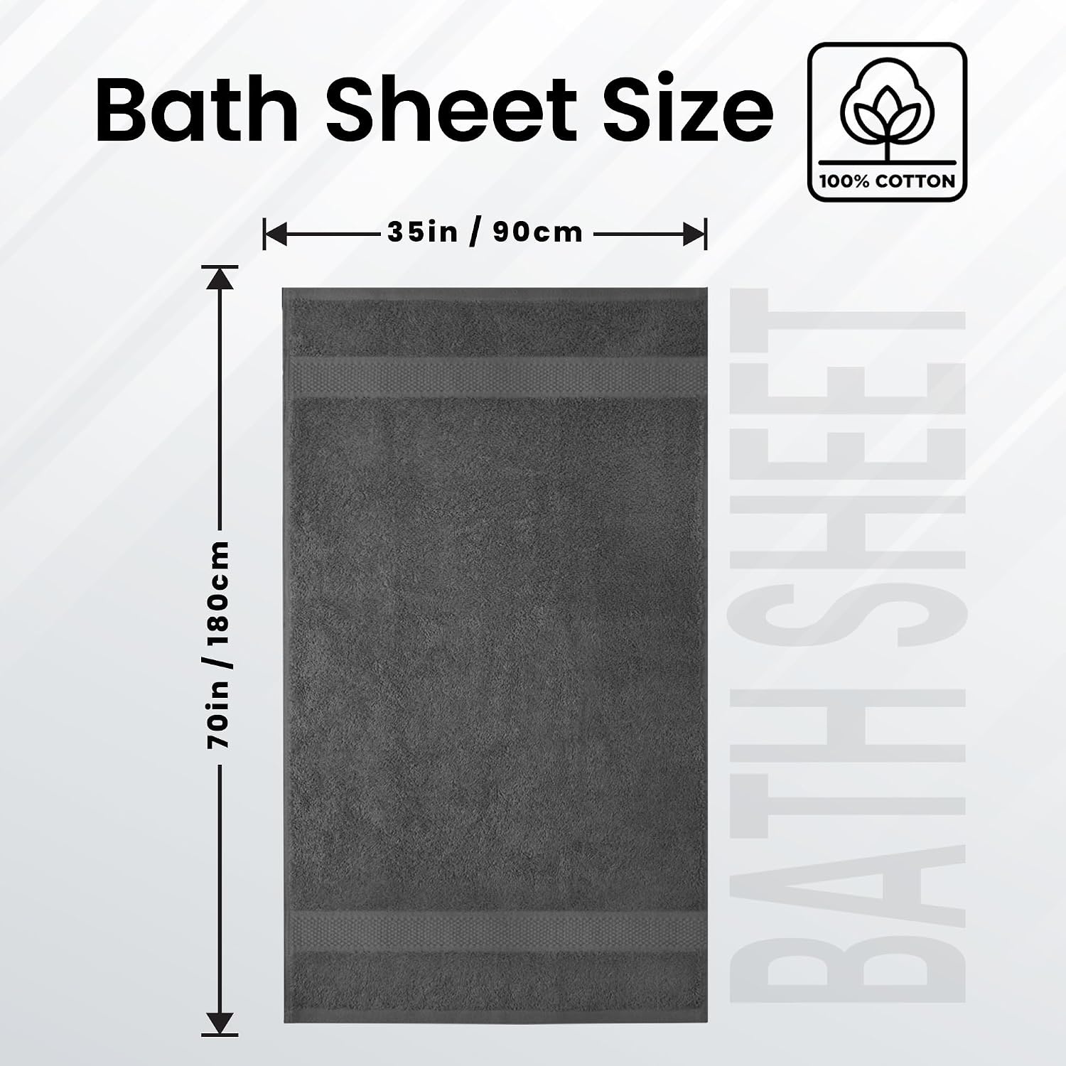 image:imageInfinitee Xclusives Bath Sheets Extra Large 2 Pack 600 GSM 35 x 70Shadow Grey