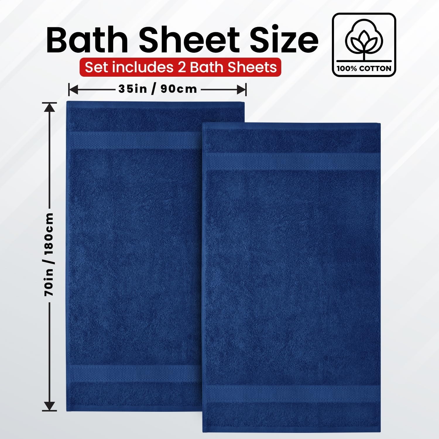 image:imageInfinitee Xclusives Bath Sheets Extra Large 2 Pack 600 GSM 35 x 70Tranquil Navy