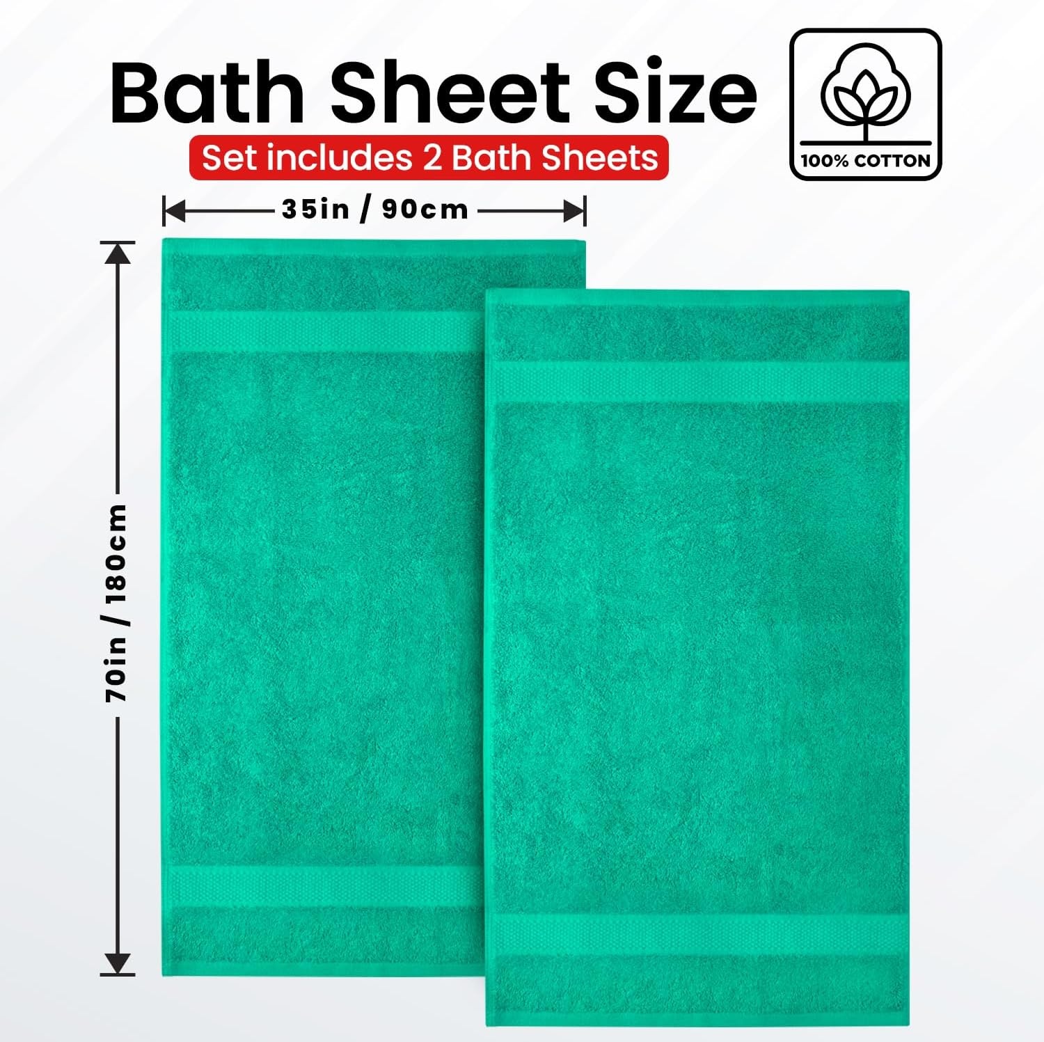 image:imageInfinitee Xclusives Bath Sheets Extra Large 2 Pack 600 GSM 35 x 70Vivid Green